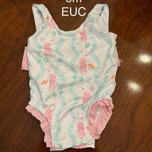 James & Lottie Pink and White Seahorse Swimsuit